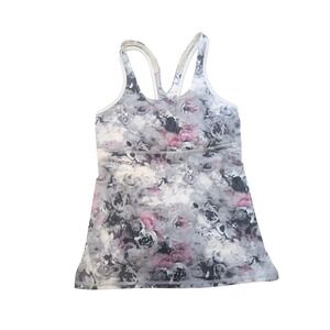 Lululemon‎ Women's Size 6 Floral Racerback Tank Top Built-In Bra Athletic Gym